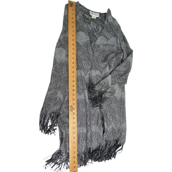 Vintage Bohemian Silver Metallic Flapper Fringe Longline Duster size 14 - Picture 3 of 5